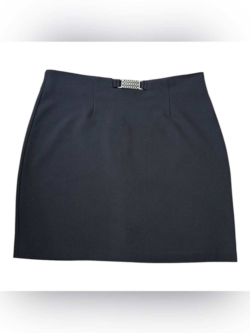 Y2K Ribbed Black Cut-Out Mini Skirt